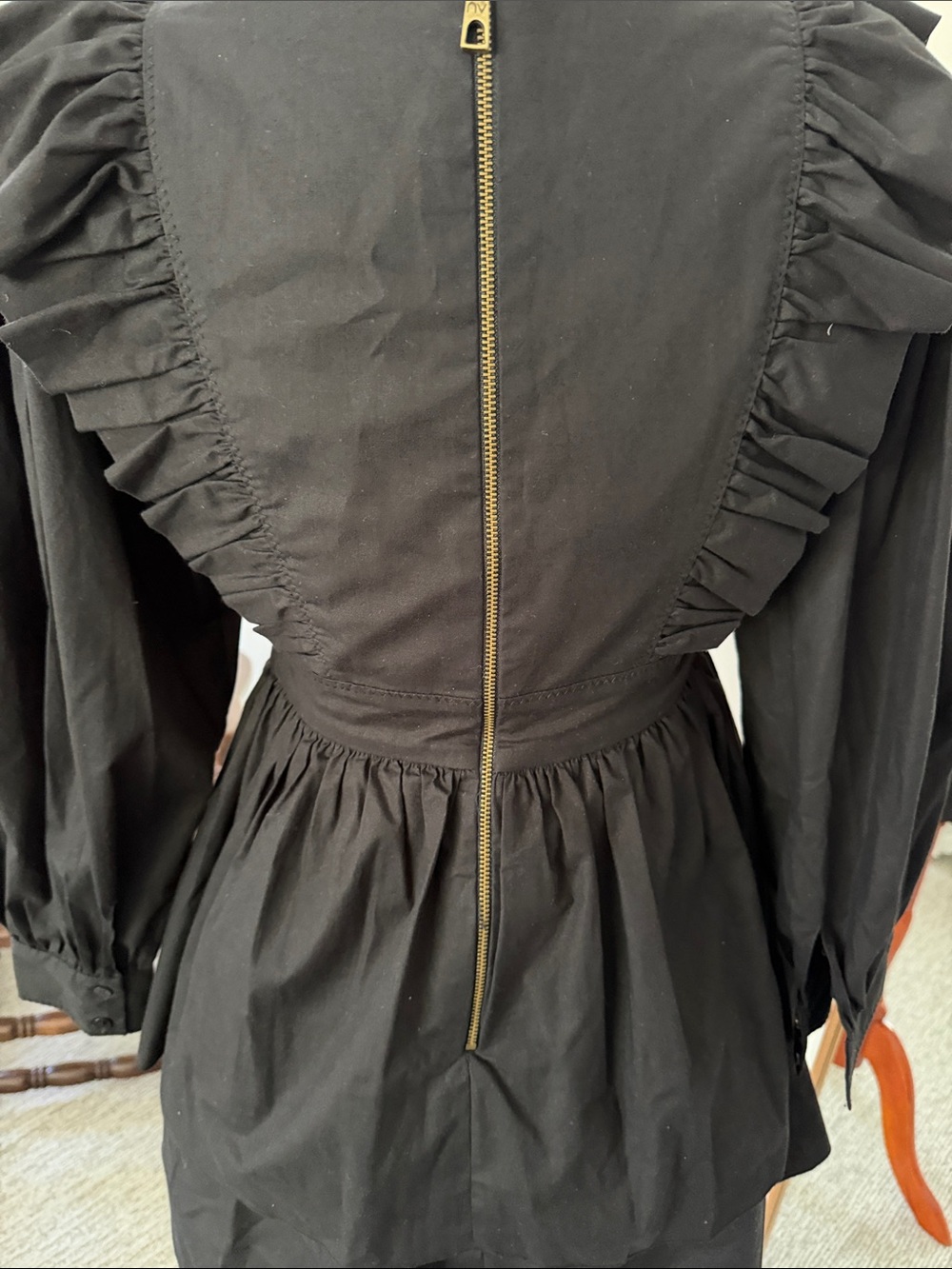 Black V-Neck Ruffle Mini Dress - Picture 8 of 12